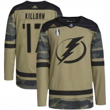 Youth Adidas Tampa Bay Lightning Alex Killorn Camo Military Appreciation Practice 2022 Stanley Cup Final Jersey - Authentic