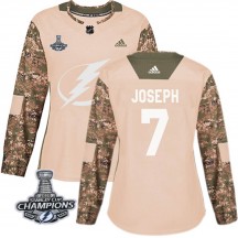 Women's Adidas Tampa Bay Lightning Mathieu Joseph Camo Veterans Day Practice 2020 Stanley Cup Champions Jersey - Authentic