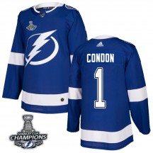 Youth Adidas Tampa Bay Lightning Mike Condon Blue Home 2020 Stanley Cup Champions Jersey - Authentic