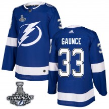 Youth Adidas Tampa Bay Lightning Cameron Gaunce Blue Home 2020 Stanley Cup Champions Jersey - Authentic