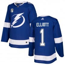 Men's Adidas Tampa Bay Lightning Brian Elliott Blue Home 2022 Stanley Cup Final Jersey - Authentic