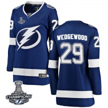 Women's Fanatics Branded Tampa Bay Lightning Scott Wedgewood Blue Home 2020 Stanley Cup Champions Jersey - Breakaway