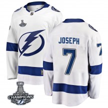 Youth Fanatics Branded Tampa Bay Lightning Mathieu Joseph White Away 2020 Stanley Cup Champions Jersey - Breakaway