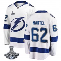 Youth Fanatics Branded Tampa Bay Lightning Danick Martel White Away 2020 Stanley Cup Champions Jersey - Breakaway