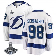 Youth Fanatics Branded Tampa Bay Lightning Mikhail Sergachev White Away 2020 Stanley Cup Champions Jersey - Breakaway