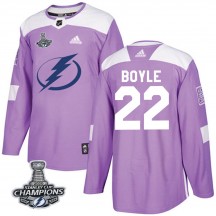 Men's Adidas Tampa Bay Lightning Dan Boyle Purple Fights Cancer Practice 2020 Stanley Cup Champions Jersey - Authentic