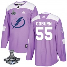 Men's Adidas Tampa Bay Lightning Braydon Coburn Purple Fights Cancer Practice 2020 Stanley Cup Champions Jersey - Authentic