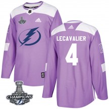 Men's Adidas Tampa Bay Lightning Vincent Lecavalier Purple Fights Cancer Practice 2020 Stanley Cup Champions Jersey - Authentic