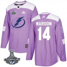Men's Adidas Tampa Bay Lightning Pat Maroon Purple Fights Cancer Practice 2020 Stanley Cup Champions Jersey - Authentic