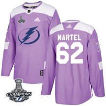 Men's Adidas Tampa Bay Lightning Danick Martel Purple Fights Cancer Practice 2020 Stanley Cup Champions Jersey - Authentic