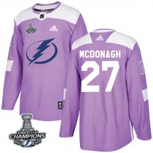 Men's Adidas Tampa Bay Lightning Ryan McDonagh Purple Fights Cancer Practice 2020 Stanley Cup Champions Jersey - Authentic