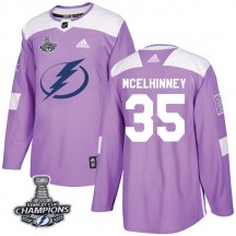 Men's Adidas Tampa Bay Lightning Curtis McElhinney Purple Fights Cancer Practice 2020 Stanley Cup Champions Jersey - Authentic