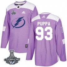 Men's Adidas Tampa Bay Lightning Daren Puppa Purple Fights Cancer Practice 2020 Stanley Cup Champions Jersey - Authentic
