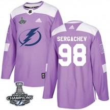 Men's Adidas Tampa Bay Lightning Mikhail Sergachev Purple Fights Cancer Practice 2020 Stanley Cup Champions Jersey - Authentic