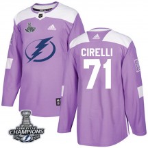 Youth Adidas Tampa Bay Lightning Anthony Cirelli Purple Fights Cancer Practice 2020 Stanley Cup Champions Jersey - Authentic