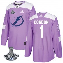 Youth Adidas Tampa Bay Lightning Mike Condon Purple Fights Cancer Practice 2020 Stanley Cup Champions Jersey - Authentic