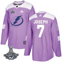 Youth Adidas Tampa Bay Lightning Mathieu Joseph Purple Fights Cancer Practice 2020 Stanley Cup Champions Jersey - Authentic