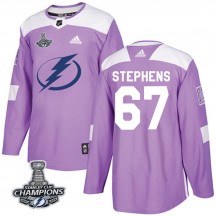 Youth Adidas Tampa Bay Lightning Mitchell Stephens Purple Fights Cancer Practice 2020 Stanley Cup Champions Jersey - Authentic