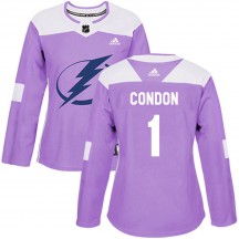 Women's Adidas Tampa Bay Lightning Mike Condon Purple ized Fights Cancer Practice Jersey - Authentic