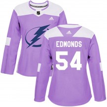 Women's Adidas Tampa Bay Lightning Lucas Edmonds Purple Fights Cancer Practice Jersey - Authentic
