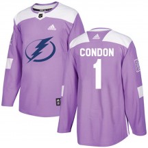 Men's Adidas Tampa Bay Lightning Mike Condon Purple ized Fights Cancer Practice Jersey - Authentic