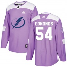 Men's Adidas Tampa Bay Lightning Lucas Edmonds Purple Fights Cancer Practice Jersey - Authentic