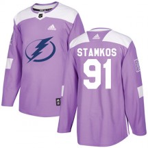 Men's Adidas Tampa Bay Lightning Steven Stamkos Purple Fights Cancer Practice Jersey - Authentic