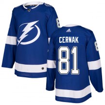 Men's Adidas Tampa Bay Lightning Erik Cernak Blue Home Jersey - Authentic