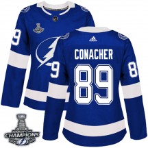 Women's Adidas Tampa Bay Lightning Cory Conacher Blue Home 2020 Stanley Cup Champions Jersey - Authentic