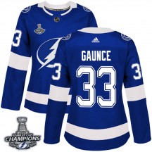 Women's Adidas Tampa Bay Lightning Cameron Gaunce Blue Home 2020 Stanley Cup Champions Jersey - Authentic