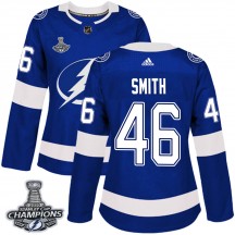 Women's Adidas Tampa Bay Lightning Gemel Smith Blue Home 2020 Stanley Cup Champions Jersey - Authentic