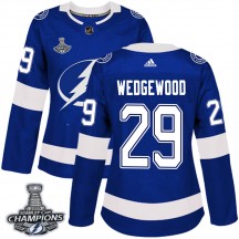 Women's Adidas Tampa Bay Lightning Scott Wedgewood Blue Home 2020 Stanley Cup Champions Jersey - Authentic