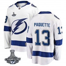 Men's Fanatics Branded Tampa Bay Lightning Cedric Paquette White Away 2020 Stanley Cup Champions Jersey - Breakaway