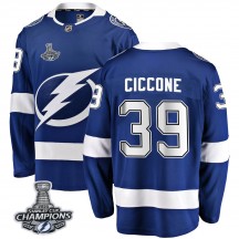 Men's Fanatics Branded Tampa Bay Lightning Enrico Ciccone Blue Home 2020 Stanley Cup Champions Jersey - Breakaway