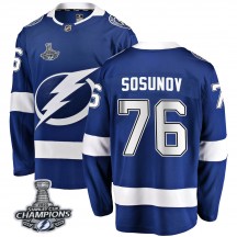 Men's Fanatics Branded Tampa Bay Lightning Oleg Sosunov Blue Home 2020 Stanley Cup Champions Jersey - Breakaway
