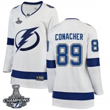 Women's Fanatics Branded Tampa Bay Lightning Cory Conacher White Away 2020 Stanley Cup Champions Jersey - Breakaway