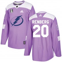 Men's Adidas Tampa Bay Lightning Mikael Renberg Purple Fights Cancer Practice 2022 Stanley Cup Final Jersey - Authentic