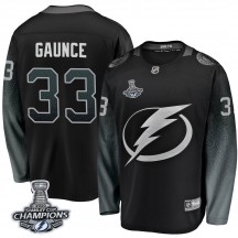 Youth Fanatics Branded Tampa Bay Lightning Cameron Gaunce Black Alternate 2020 Stanley Cup Champions Jersey - Breakaway