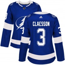 Women's Adidas Tampa Bay Lightning Fredrik Claesson Blue Home Jersey - Authentic