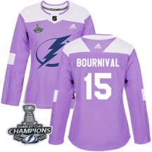 Women's Adidas Tampa Bay Lightning Michael Bournival Purple Fights Cancer Practice 2020 Stanley Cup Champions Jersey - Authentic