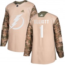 Youth Adidas Tampa Bay Lightning Brian Elliott Camo Veterans Day Practice Jersey - Authentic