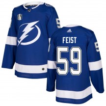 Youth Adidas Tampa Bay Lightning Tyson Feist Blue Home 2022 Stanley Cup Final Jersey - Authentic