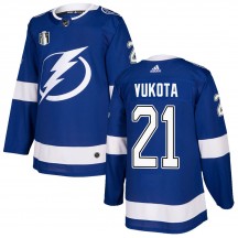 Youth Adidas Tampa Bay Lightning Mick Vukota Blue Home 2022 Stanley Cup Final Jersey - Authentic