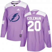 Youth Adidas Tampa Bay Lightning Blake Coleman Purple Fights Cancer Practice Jersey - Authentic