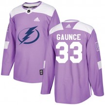 Youth Adidas Tampa Bay Lightning Cameron Gaunce Purple Fights Cancer Practice Jersey - Authentic