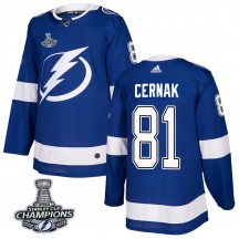 Men's Adidas Tampa Bay Lightning Erik Cernak Blue Home 2020 Stanley Cup Champions Jersey - Authentic
