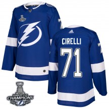Men's Adidas Tampa Bay Lightning Anthony Cirelli Blue Home 2020 Stanley Cup Champions Jersey - Authentic