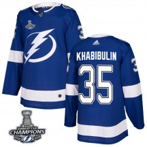 Men's Adidas Tampa Bay Lightning Nikolai Khabibulin Blue Home 2020 Stanley Cup Champions Jersey - Authentic