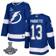 Men's Adidas Tampa Bay Lightning Cedric Paquette Blue Home 2020 Stanley Cup Champions Jersey - Authentic