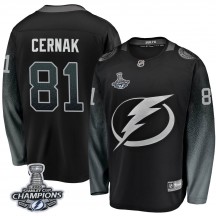 Men's Fanatics Branded Tampa Bay Lightning Erik Cernak Black Alternate 2020 Stanley Cup Champions Jersey - Breakaway